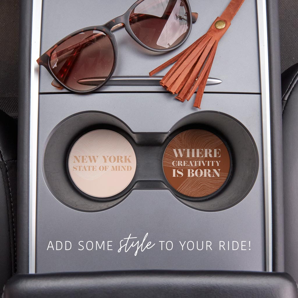 Modern Minimalist New York Quips | Absorbent Car Coasters | Set of 2 | Min 4