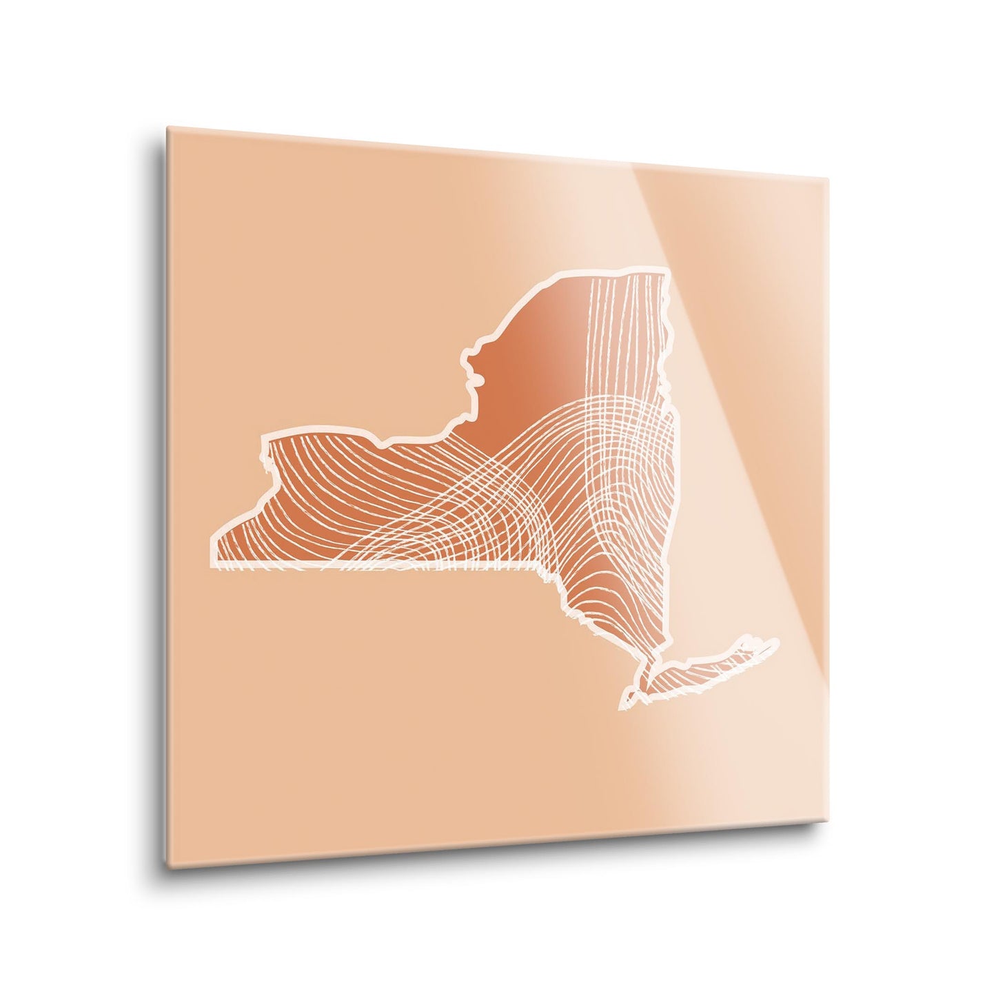Modern Minimalist New York State Fluid Lines Light | Hi-Def Glass Art | Eaches | Min 1