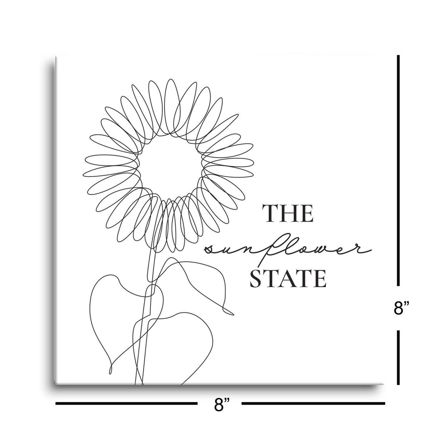 Minimalist B&W Kansas Sunflower Line Drawing | Hi-Def Glass Art | Eaches | Min 2