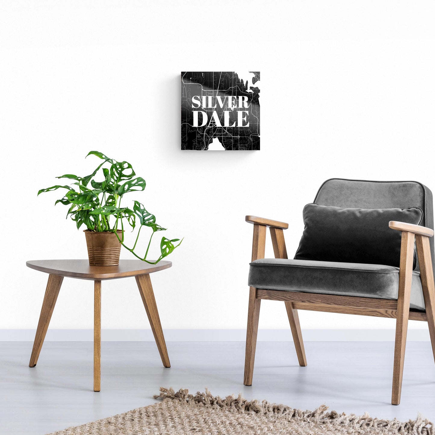 Minimalistic B&W Washington Silverdale Map | Hi-Def Glass Art | Eaches | Min 1