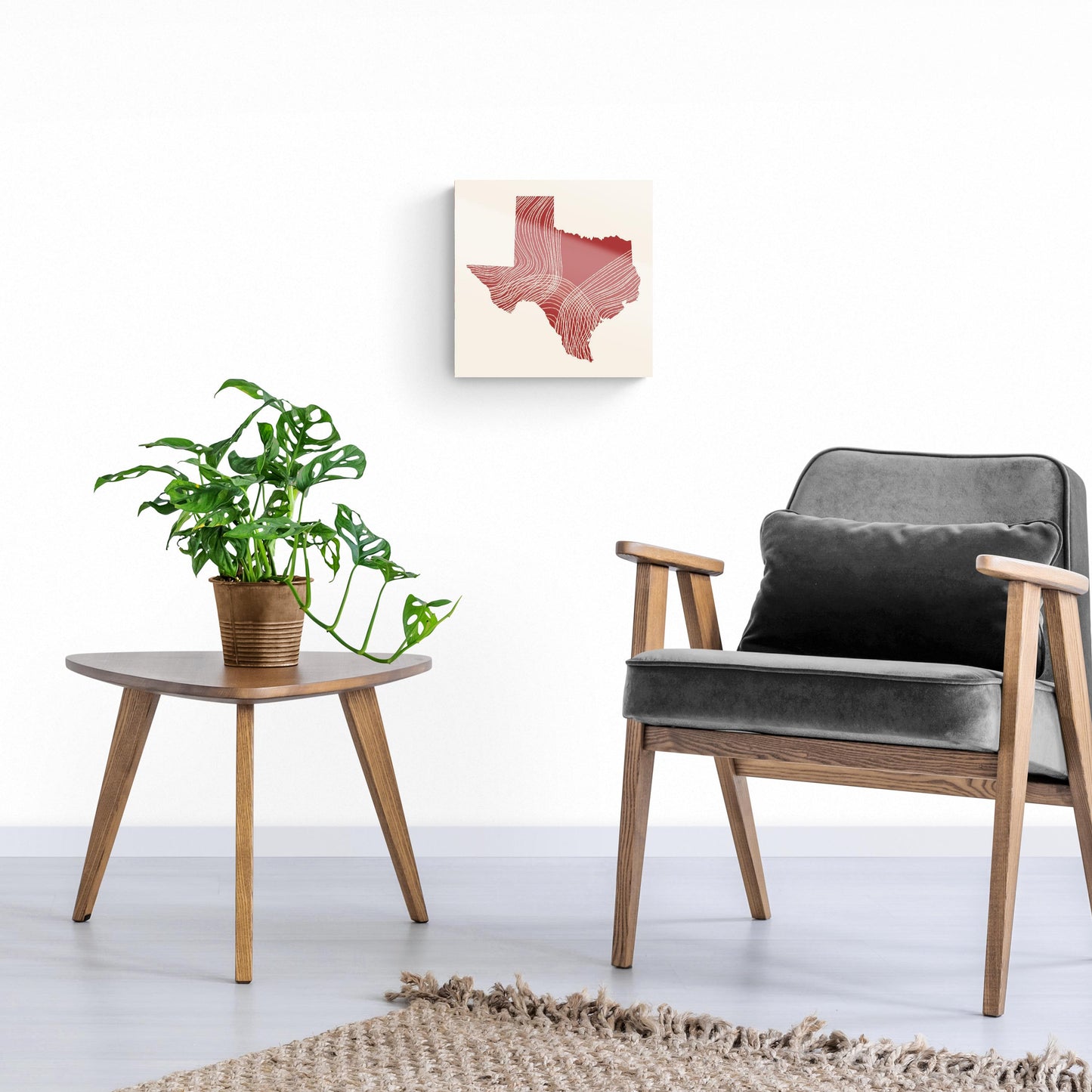 Modern Minimalist Texas Fluid Line State Shape | Hi-Def Glass Art | Eaches | Min 1