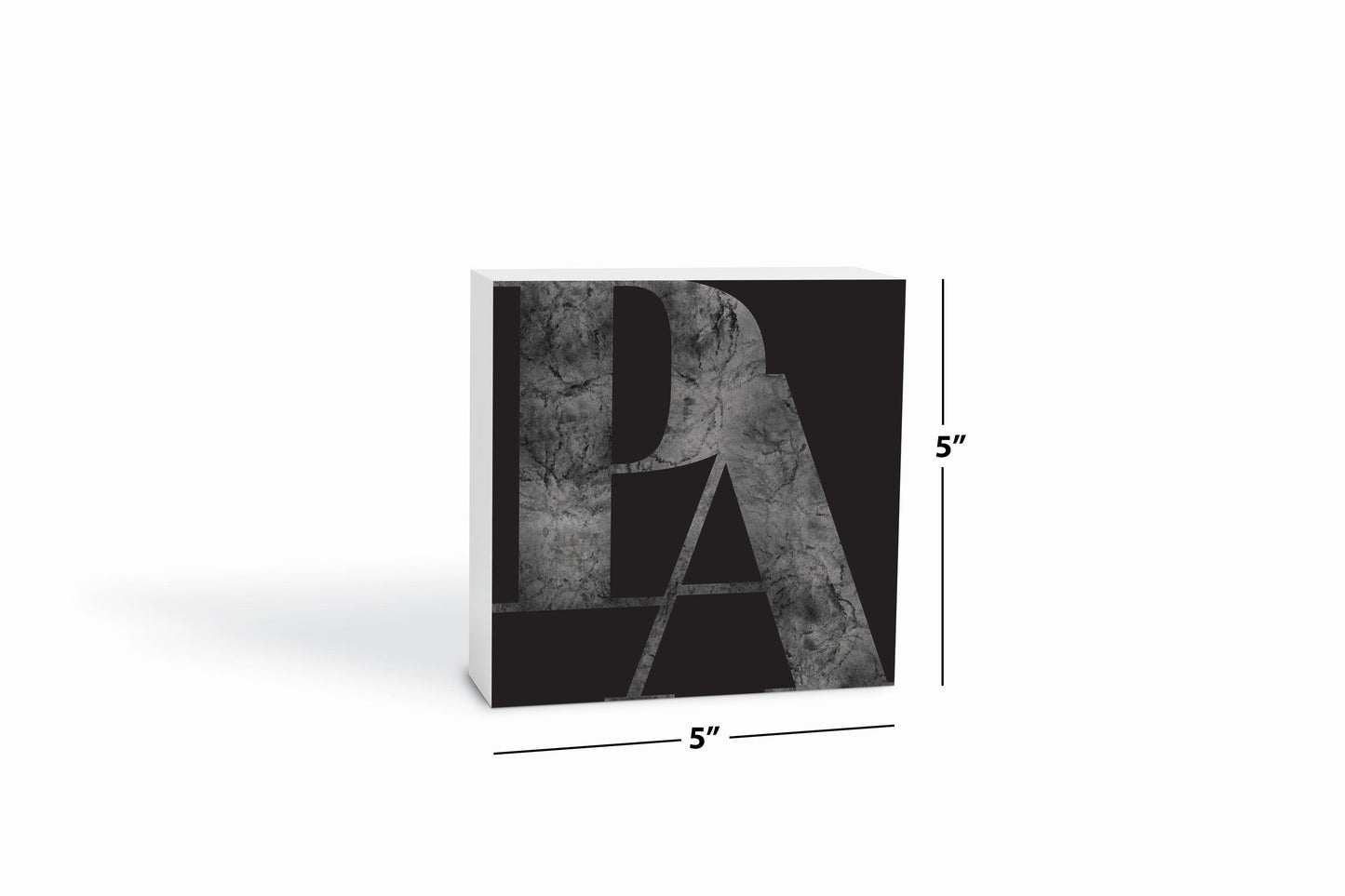 Minimalistic B&W Pennsylvania Black Initials | Wood Block | Eaches | Min 4