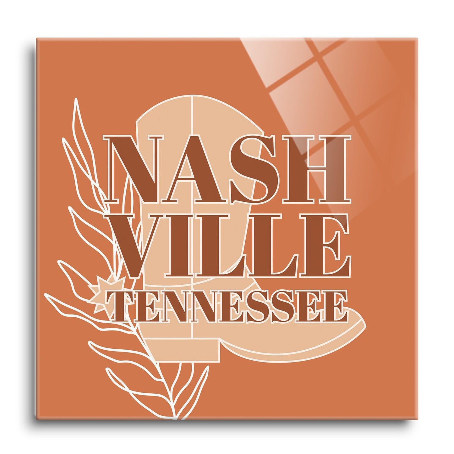 Modern Minimalist Tennessee Nashville Boot | Hi-Def Glass Art | Eaches | Min 1