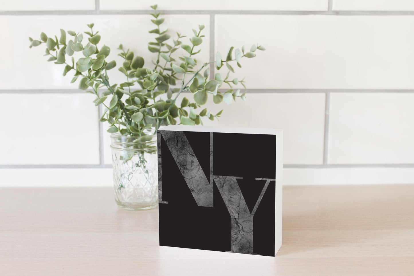 Minimalistic B&W New York Black Initials | Wood Block | Eaches | Min 4