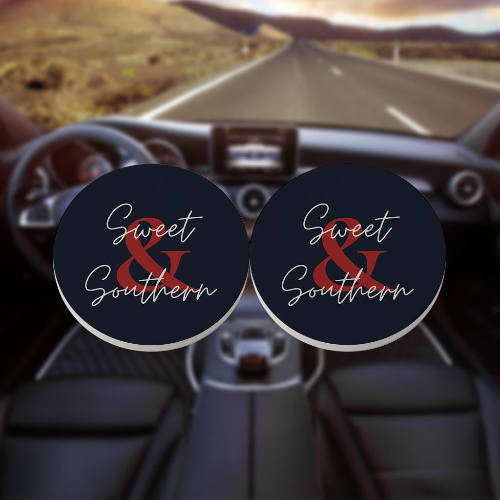 Modern Minimalist Texas Colors Sweet Southern| Absorbent Car Coasters | Set of 2 | Min 4