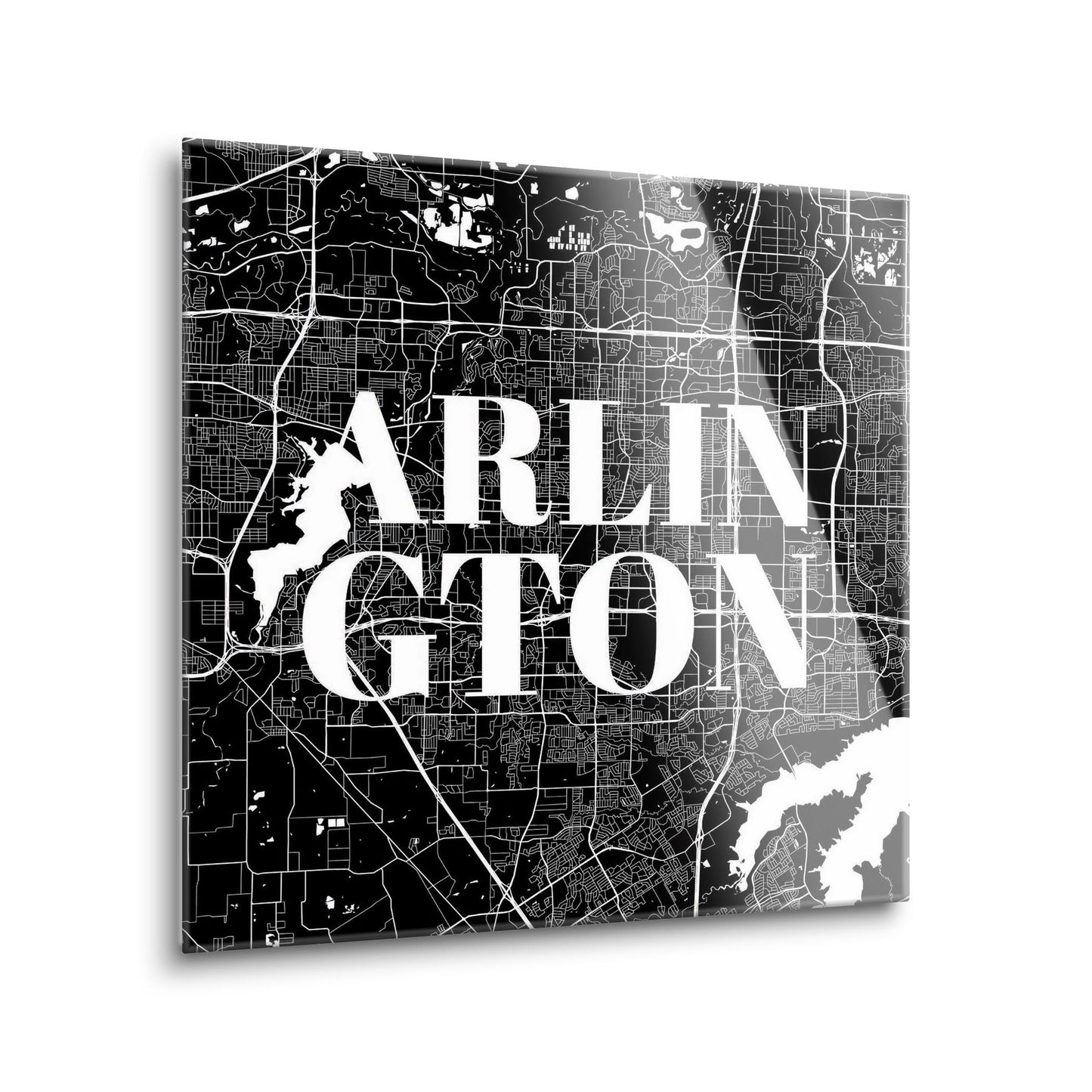 Minimalistic B&W Texas Arlington Map | Hi-Def Glass Art | Eaches | Min 1