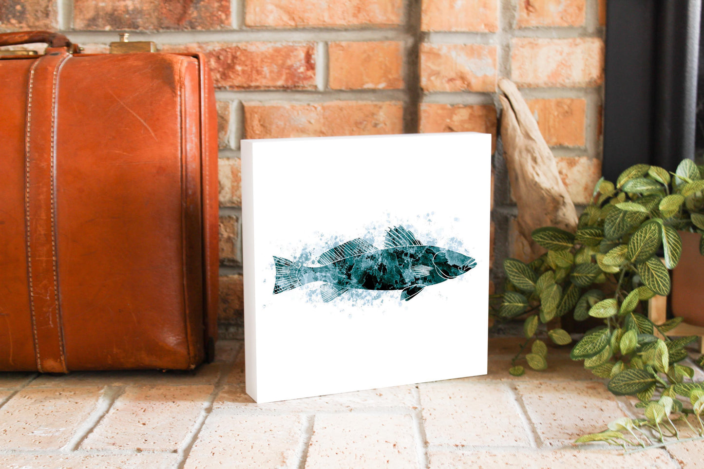 Blue White Water Color Speckled Trout | Wood Block | Eaches | Min 2