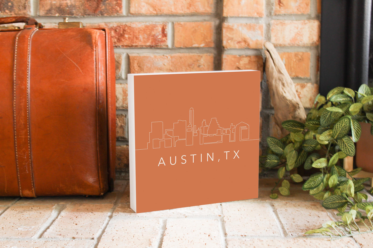 Modern Minimalist Texas Austin Skyline | Wood Block | Eaches | Min 2