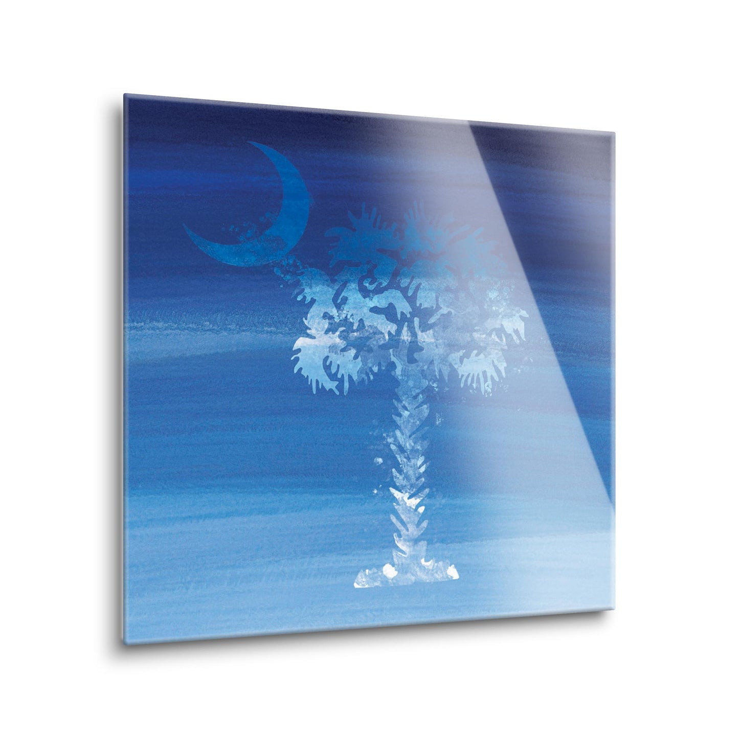 South Carolina Blue Water Color Palm Trees | Hi-Def Glass Art | Eaches | Min 1