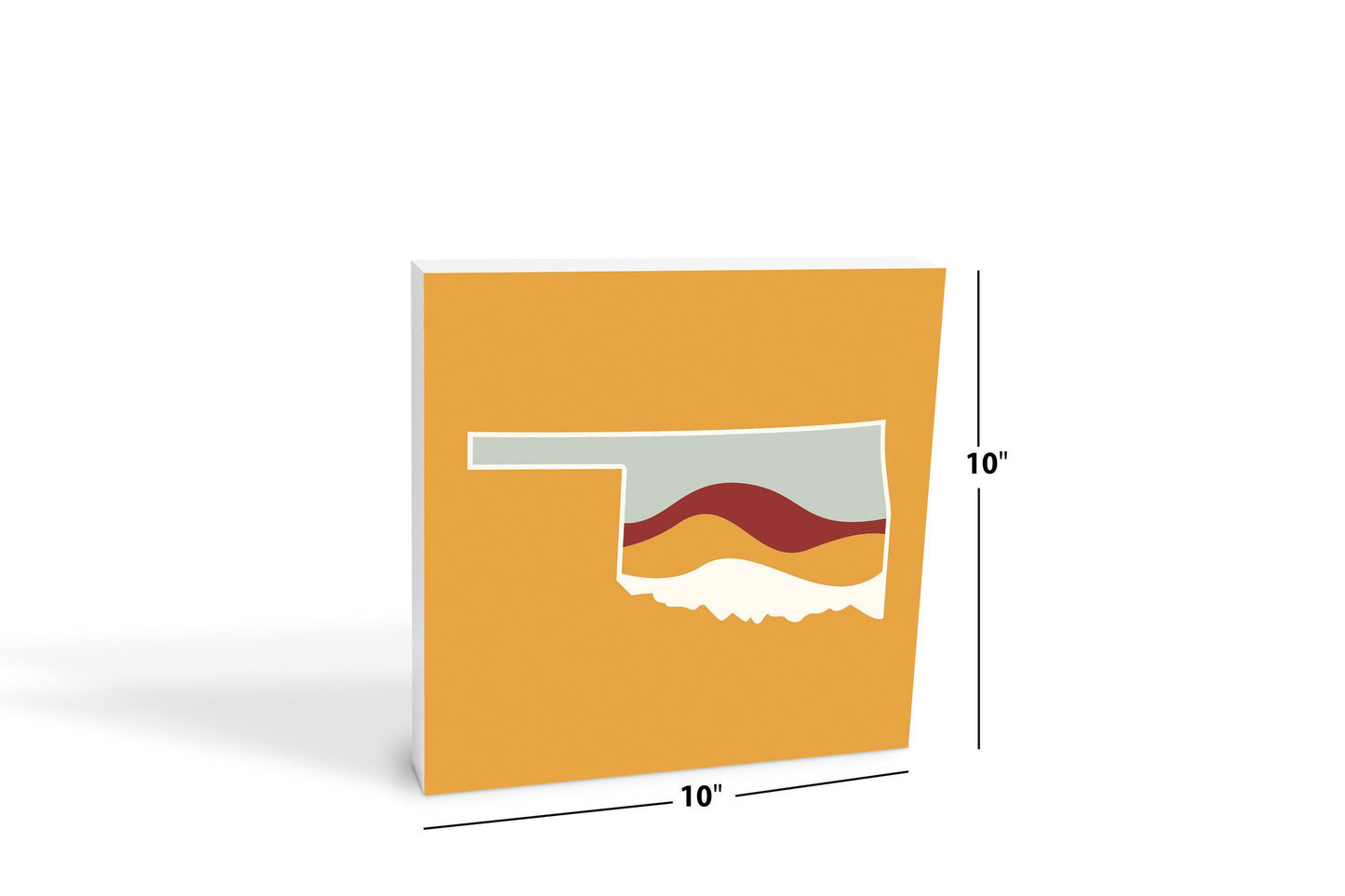 Modern Minimalist Oklahoma Orange Retro State Shape With Hills | Wood Block | Eaches | Min 2