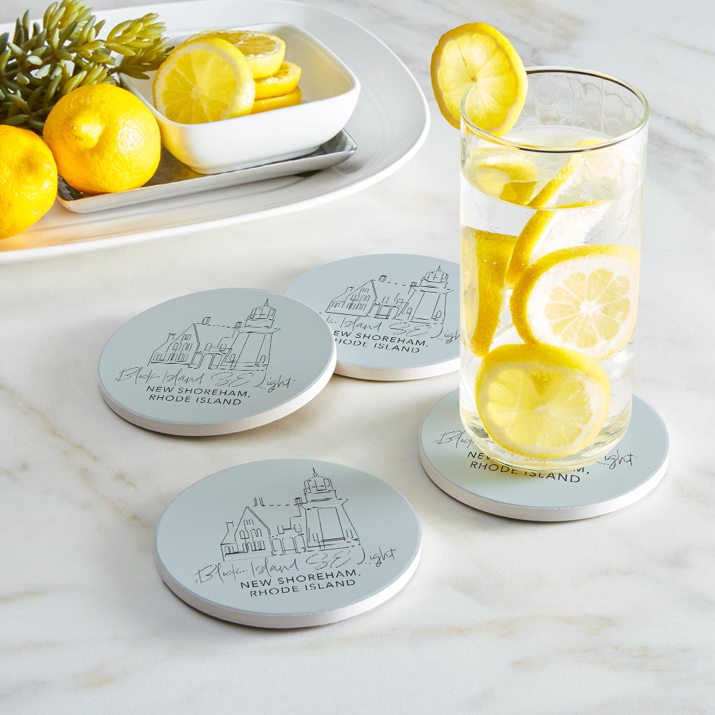 Block Island Se Light Muted Coastal | Absorbent Coasters | Set of 4 | Min 2
