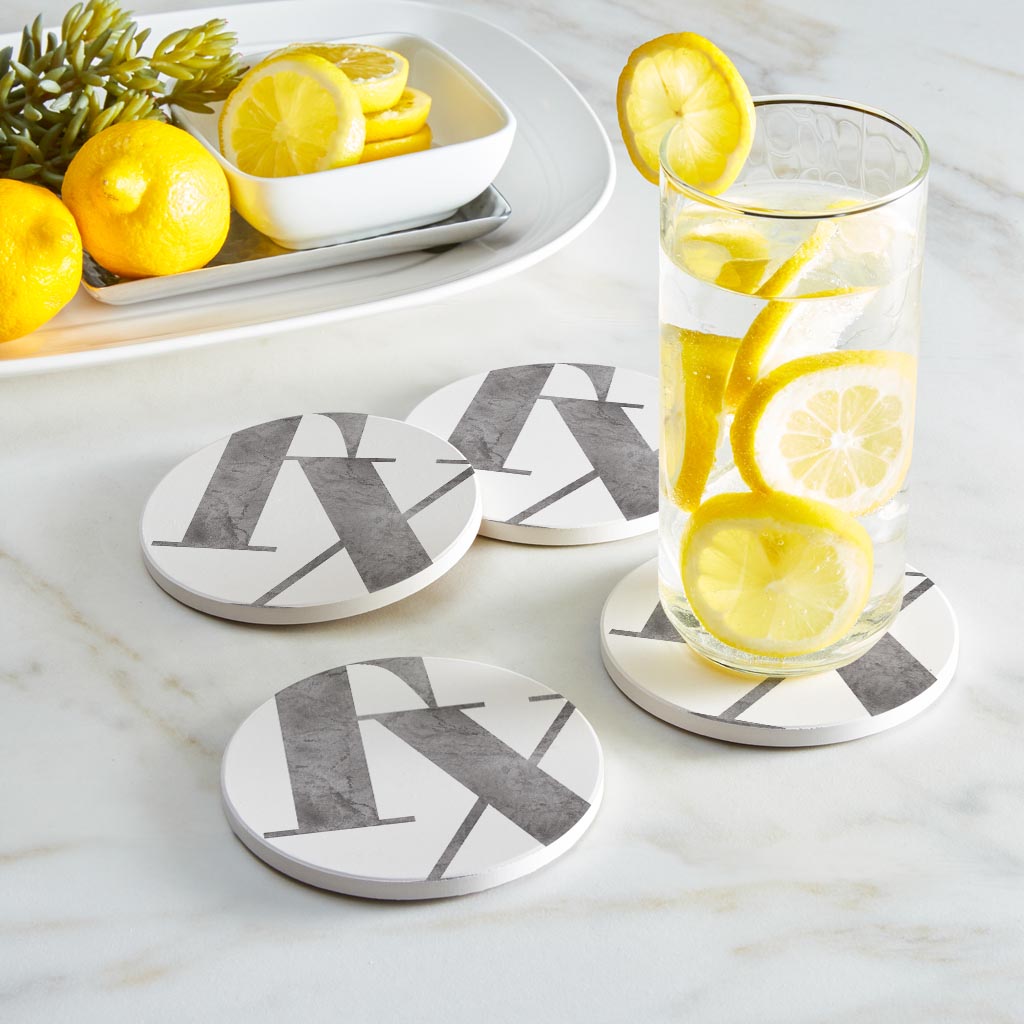 Modern White Texas Initials | Absorbent Coasters | Set of 4 | Min 2