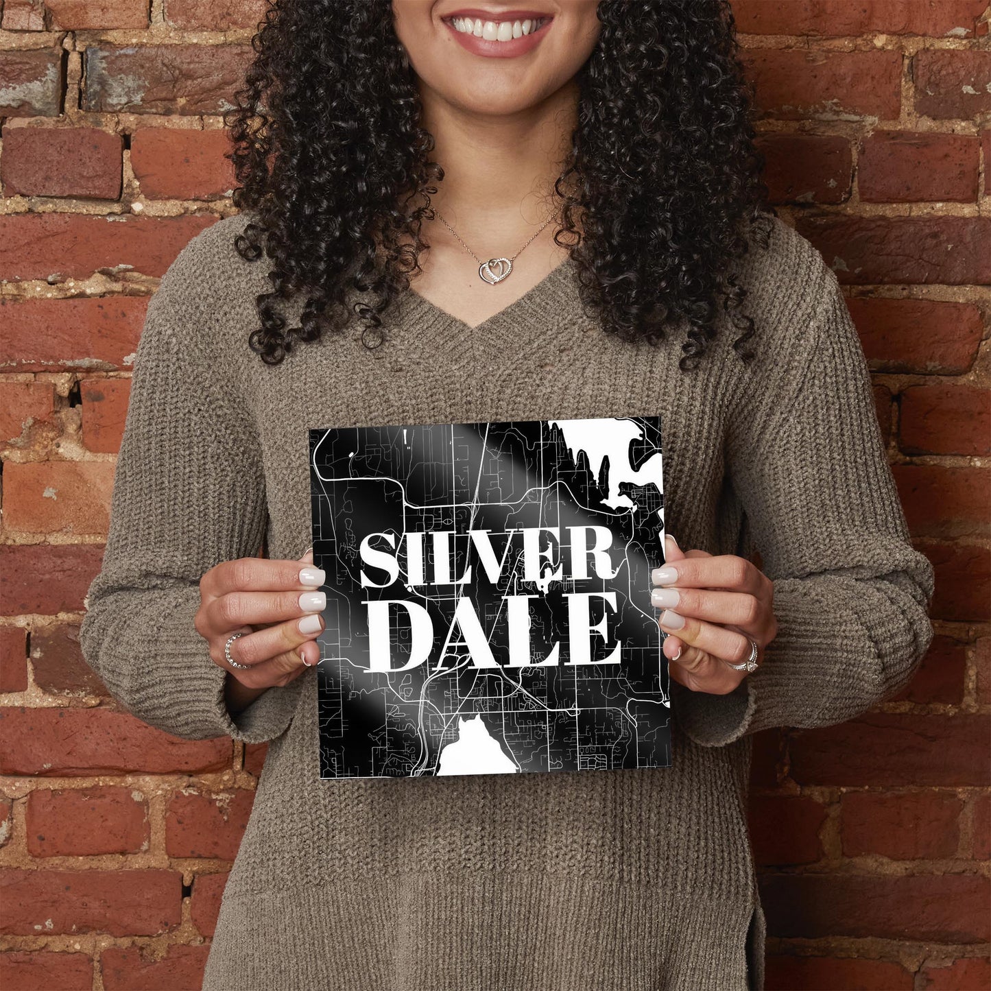 Minimalistic B&W Washington Silverdale Map | Hi-Def Glass Art | Eaches | Min 2
