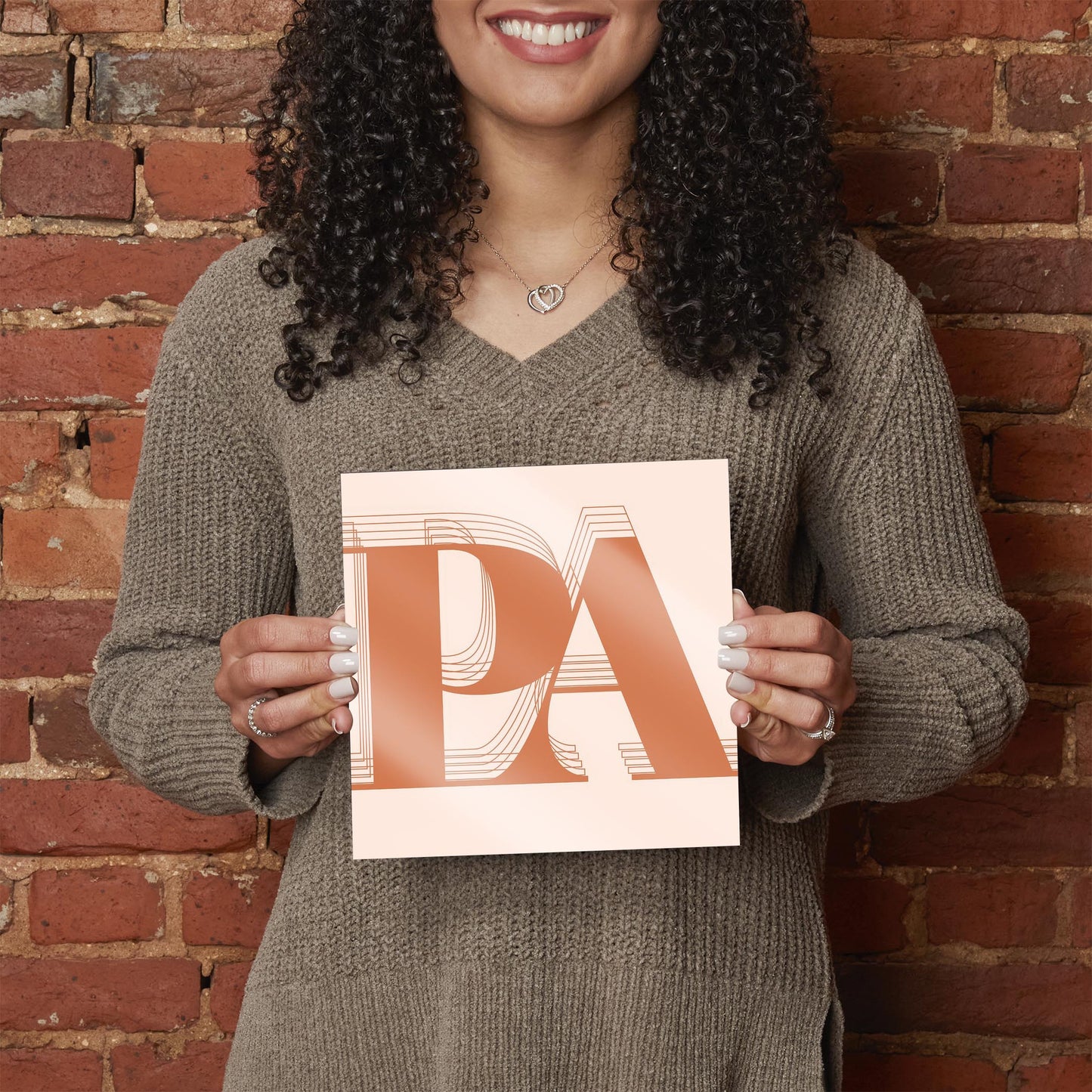 Modern Minimalist Pennsylvania Pa Initials Dark | Hi-Def Glass Art | Eaches | Min 2