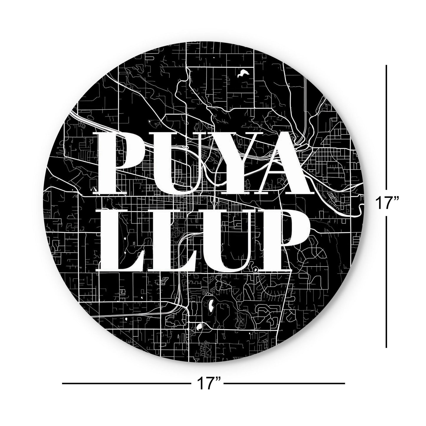 Minimalistic B&W Washington Puyallup Map | Wood Sign | Eaches | Min 1