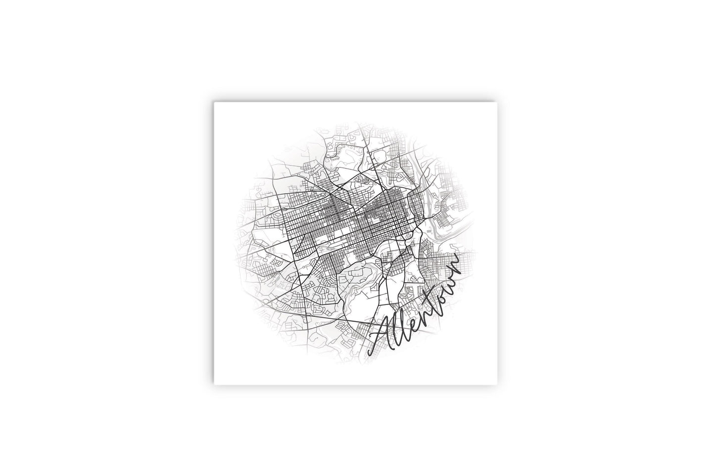 Minimalistic B&W Pennsylvania Allentown Circle Map | Wood Sign | Eaches | Min 2