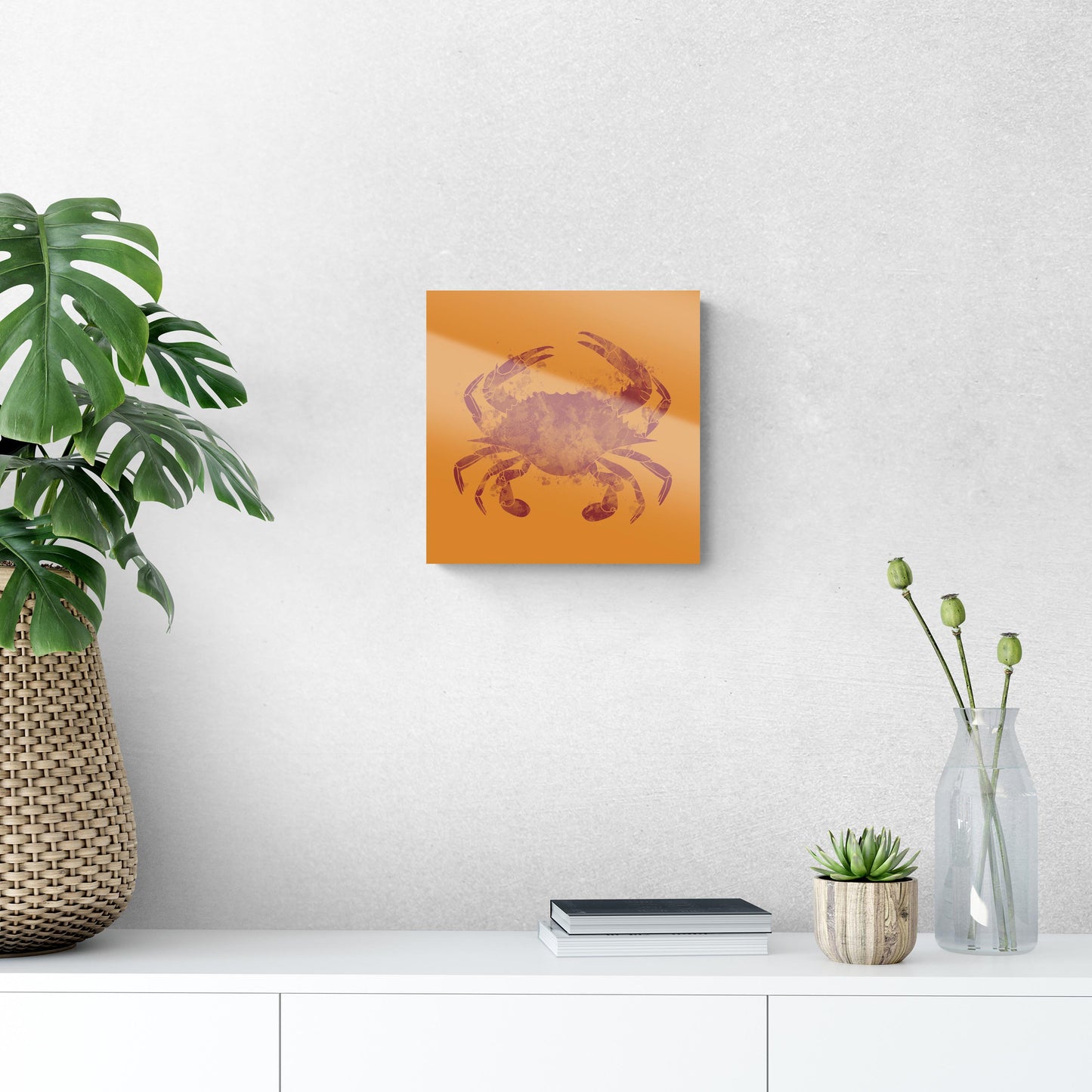 Louisiana Colorful Water Color Blue Crab | Hi-Def Glass Art | Eaches | Min 1