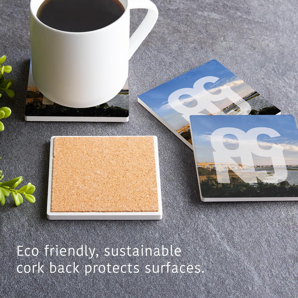 OCNJ Photo With Text | Absorbent Coasters | Set of 4 | Min 2
