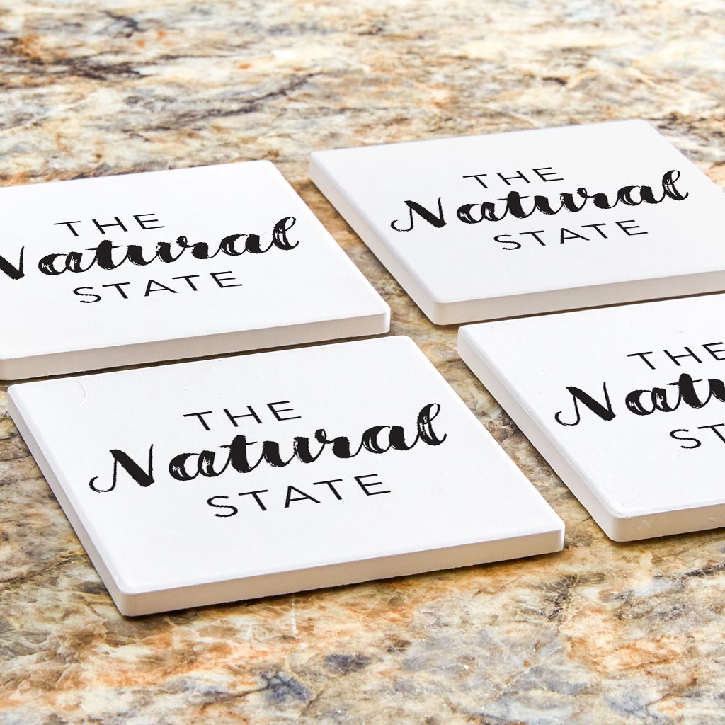 B&W Minimalist Arkansas The Natural State | Absorbent Coasters | Set of 4 | Min 2