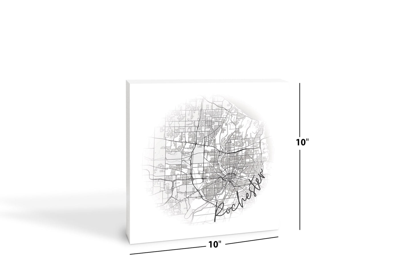 Minimalistic B&W New York Rochester Faded Circle Map | Wood Block | Eaches | Min 2