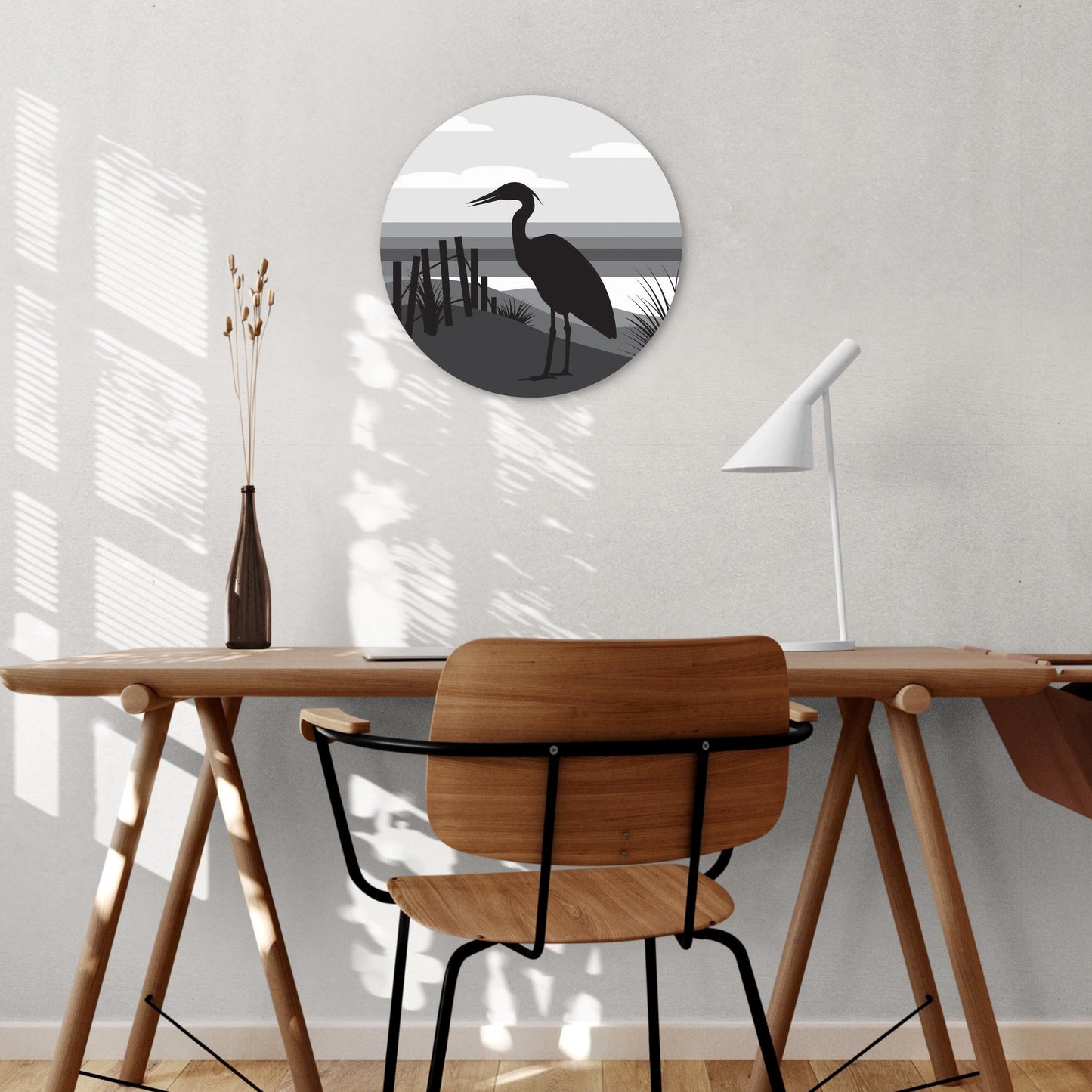 Minimalistic B&W Cape Cod Heron Illustration | Wood Sign | Eaches | Min 1