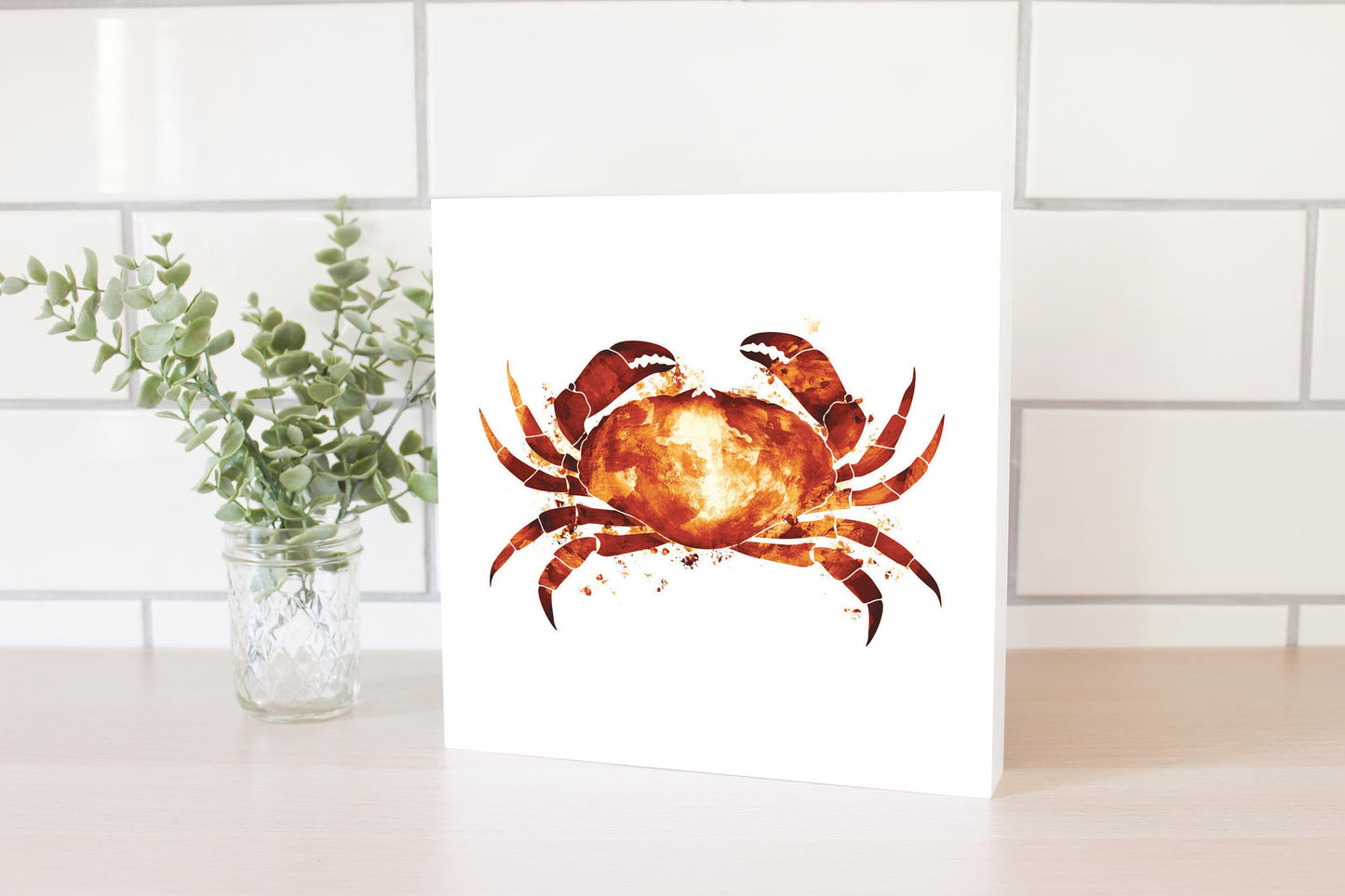 East Coast Water Color Crab | Wood Block | Eaches | Min 2