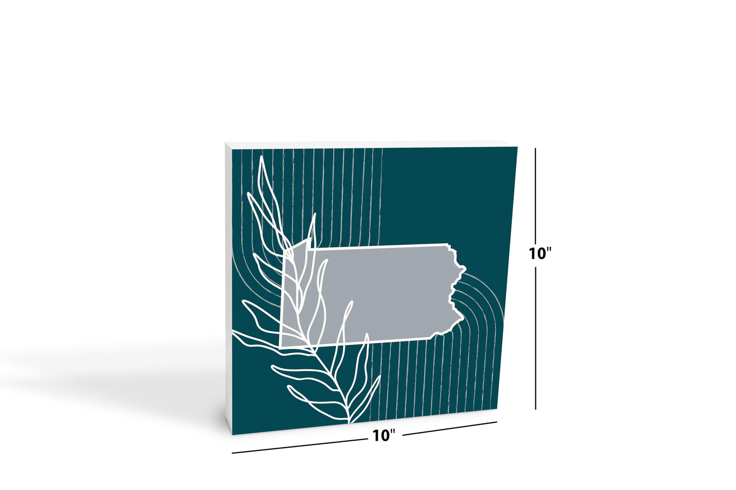 Modern Minimalist Pennsylvania Shape With Leaf | Wood Block | Eaches | Min 2