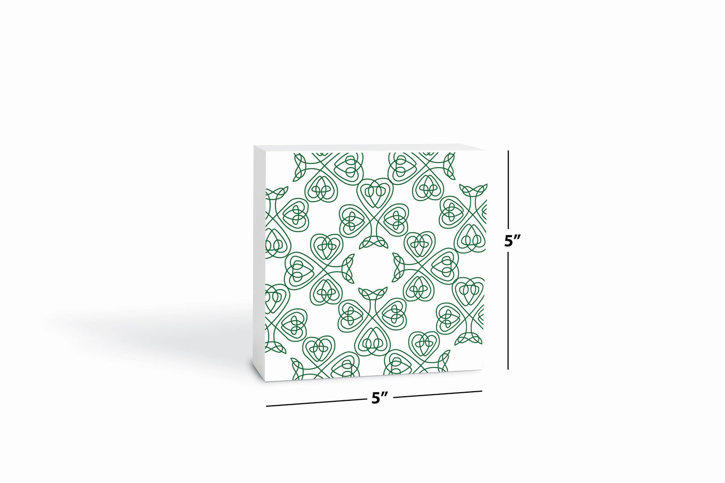 White Green Shamrock Pattern | Wood Block | Eaches | Min 4
