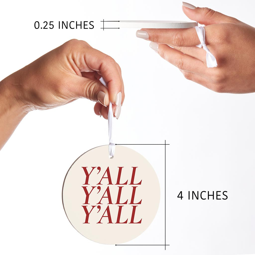 Modern Minimalist Texas Colors Yall | Wood Ornament | Eaches | Min 6