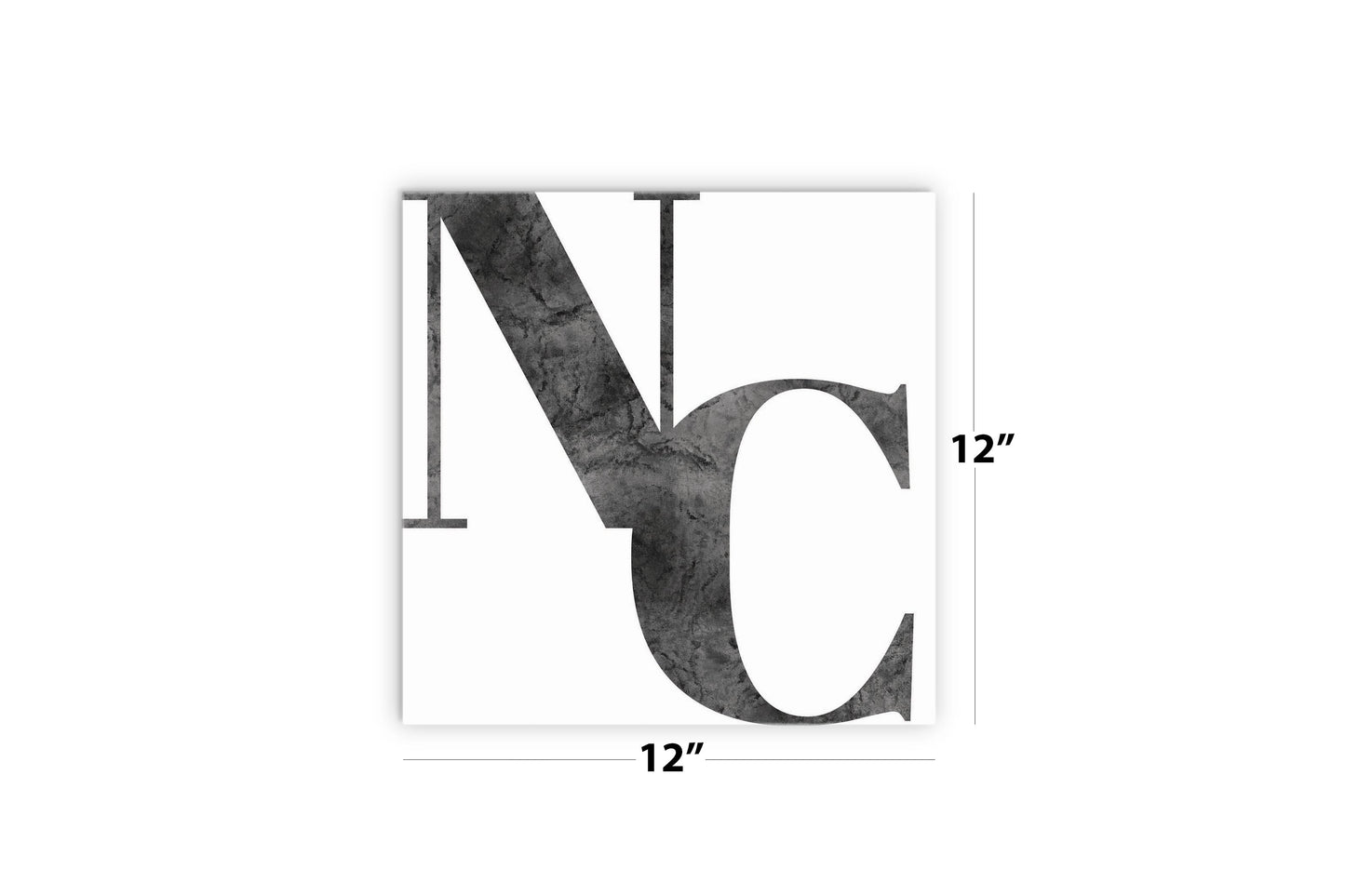 Minimalistic B&W North Carolina White Initials | Wood Sign | Eaches | Min 2