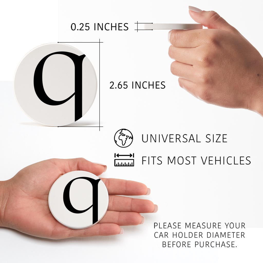 Minimalist Monogram Q Circle | Absorbent Car Coasters | Set of 2 | Min 4