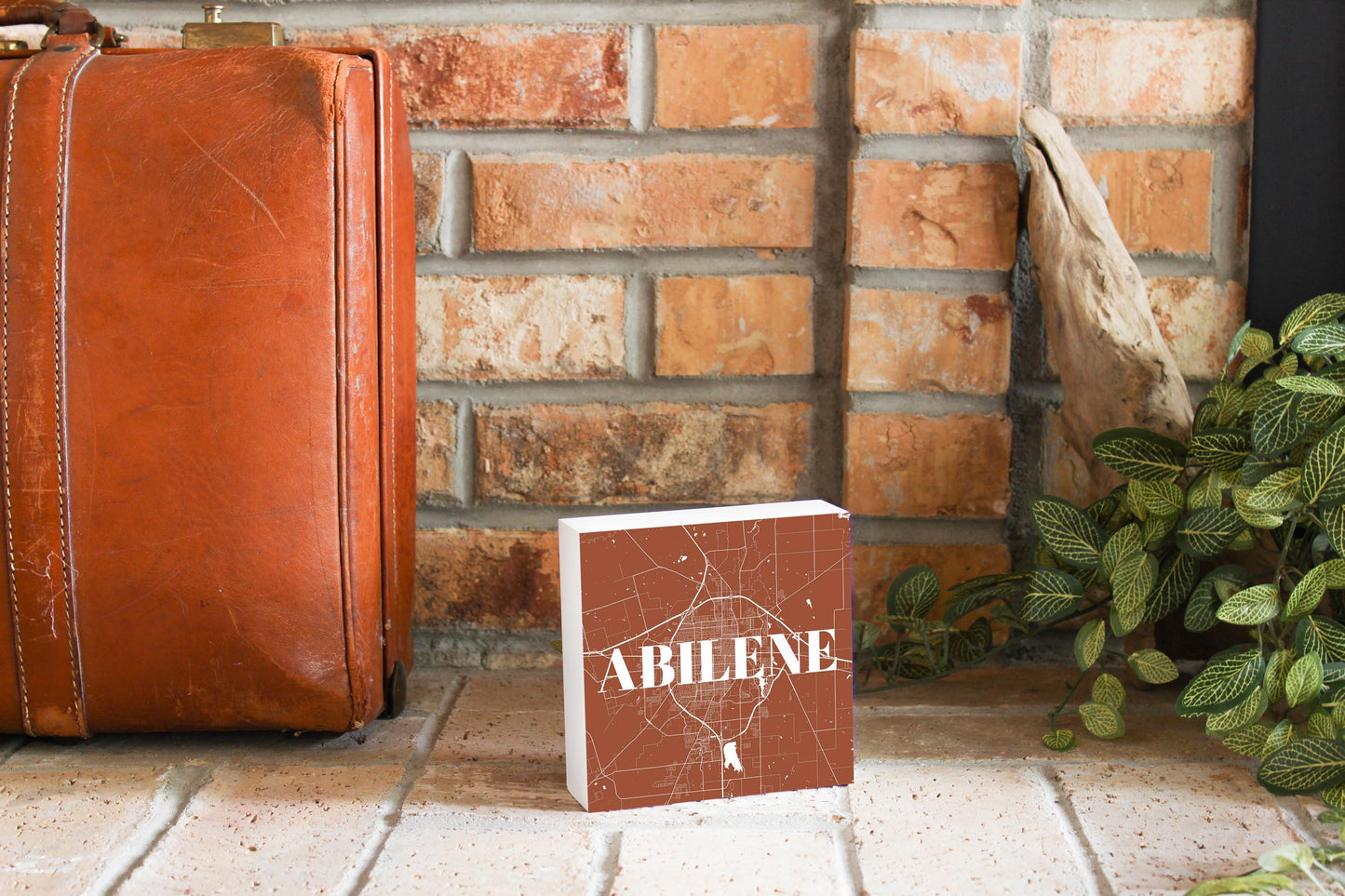 Modern Minimalist Texas Abilene Map | Wood Block | Eaches | Min 4