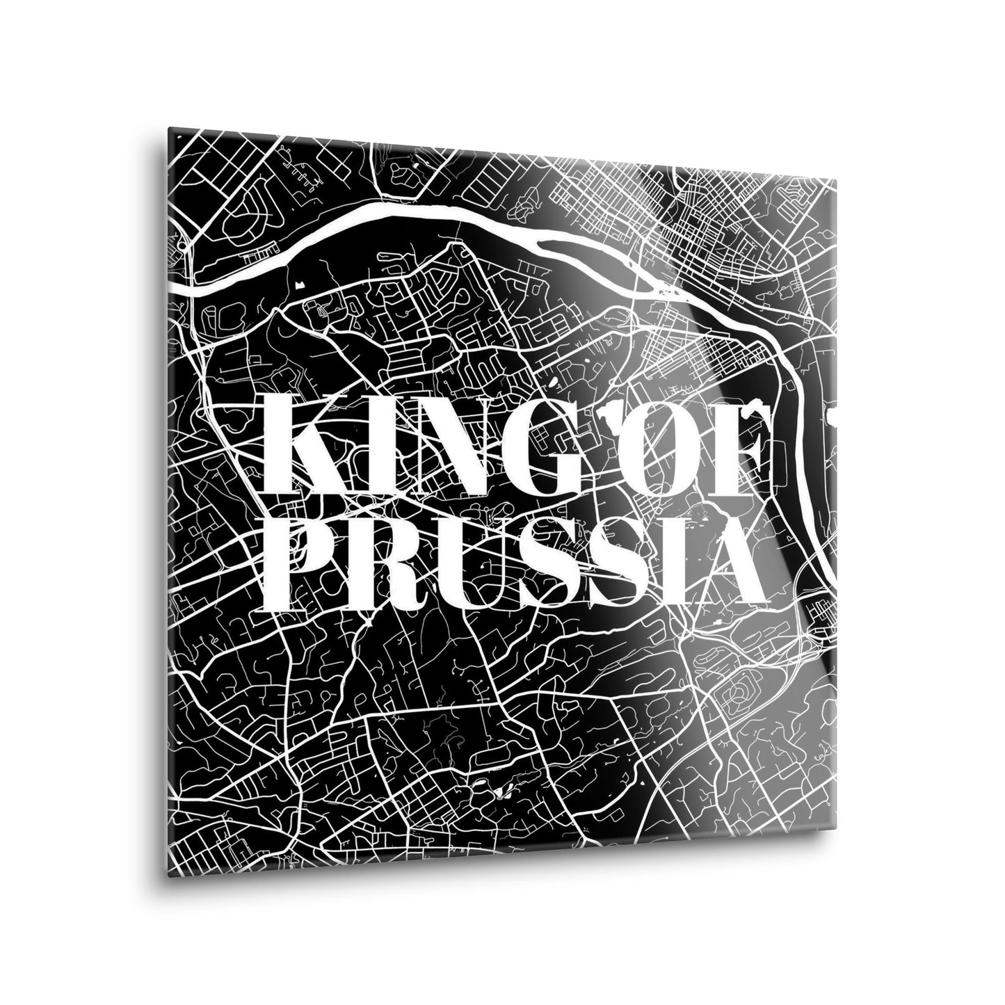 Minimalistic B&W Pennsylvania King Of Prussia Map | Hi-Def Glass Art | Eaches | Min 2