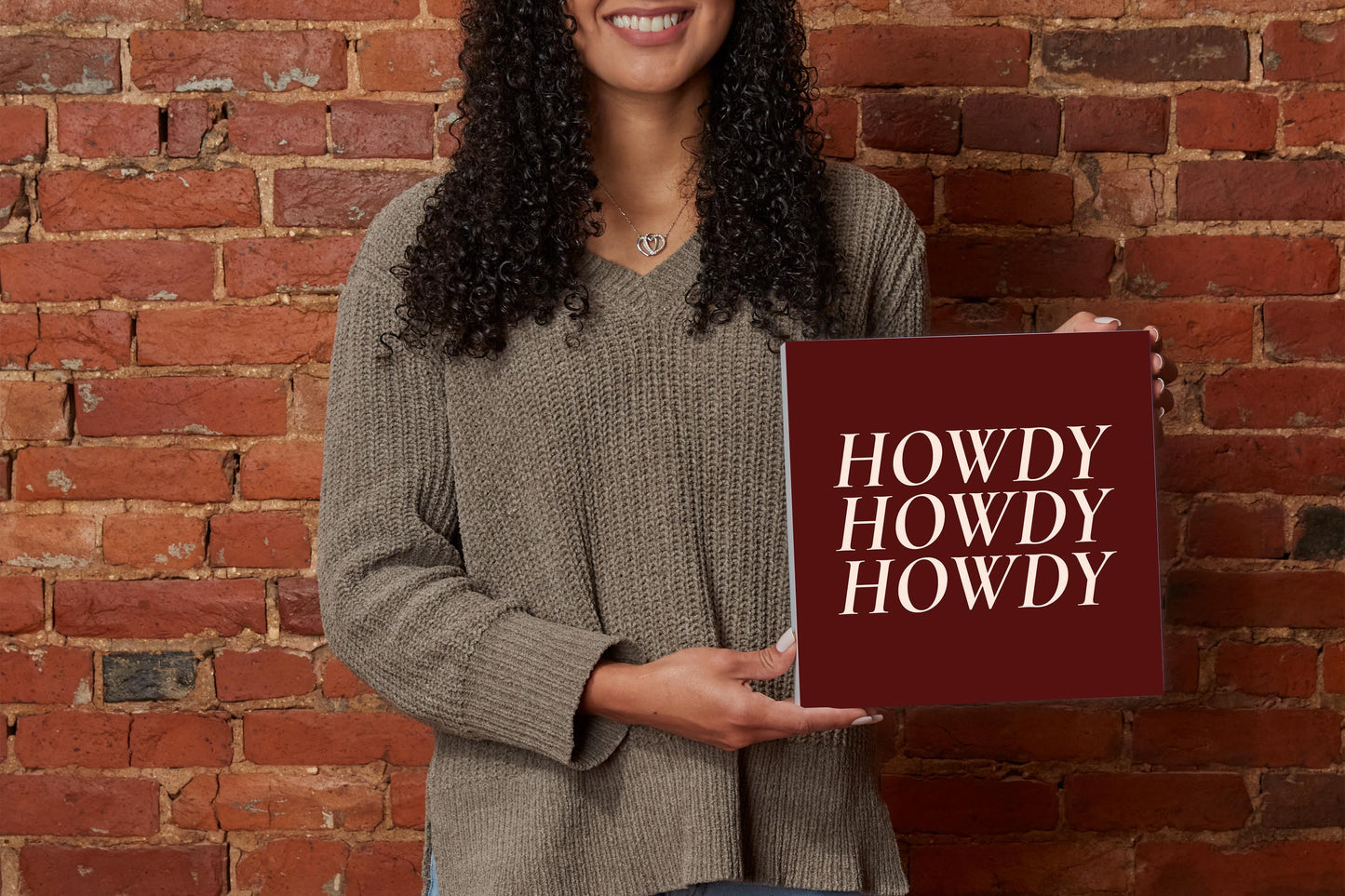 Modern Minimalist Texas Maroon Howdy | Wood Block | Eaches | Min 2