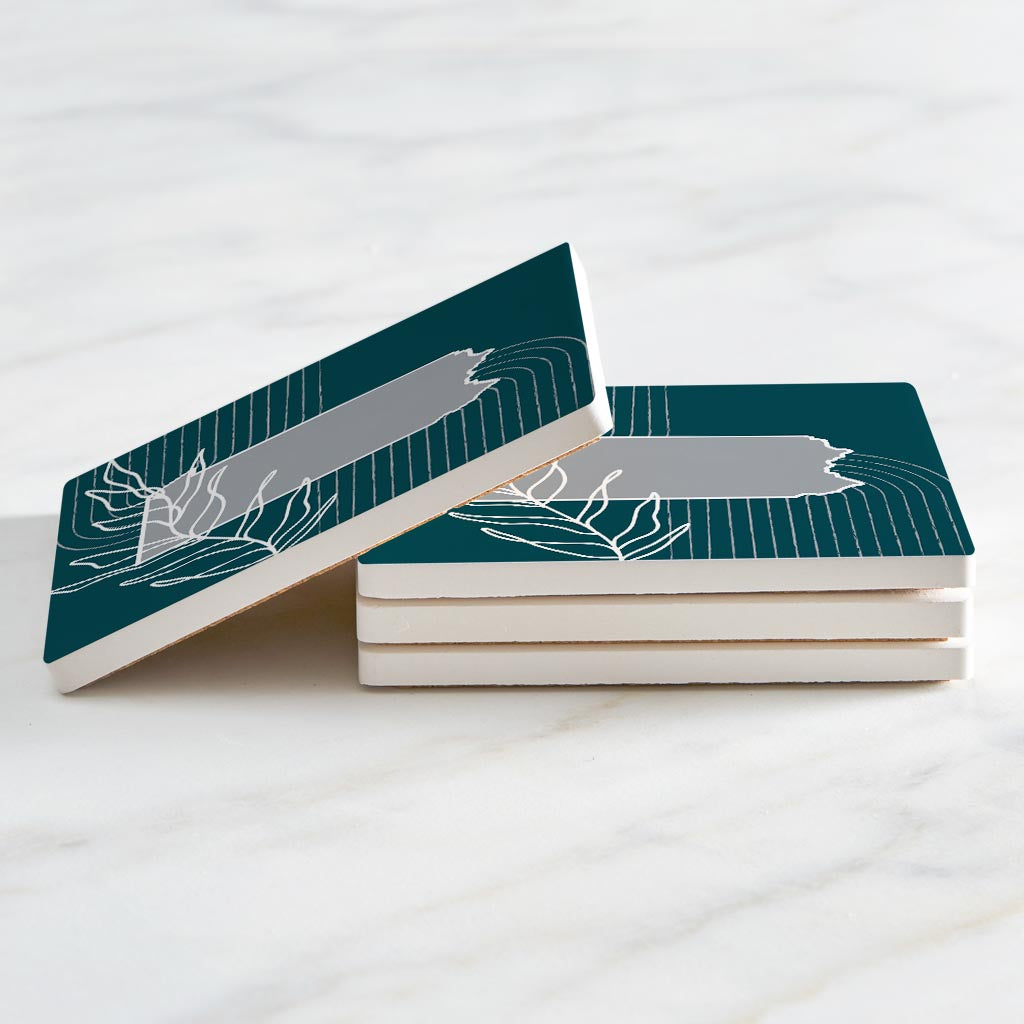 Modern Minimalist Pennsylvania Shape With Leaf | Absorbent Coasters | Set of 4 | Min 2
