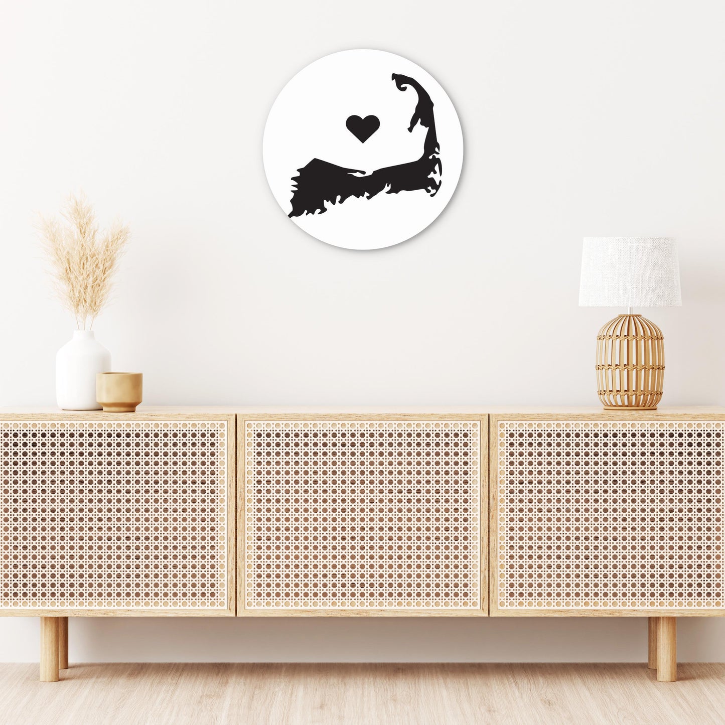 Minimalistic B&W Cape Cod With Heart | Wood Sign | Eaches | Min 1