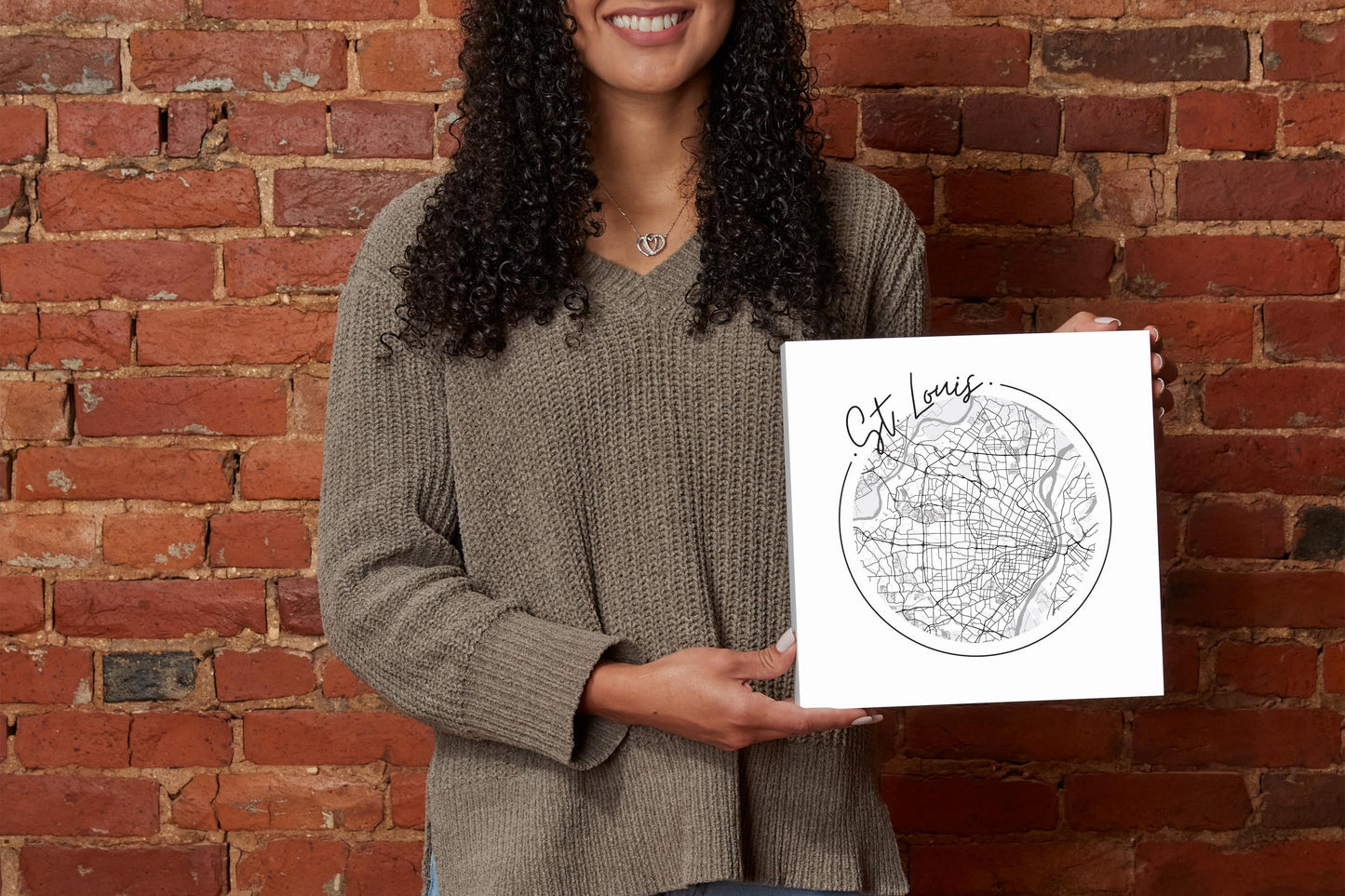 Minimalist B&W Missouri St Louis Circle Map | Wood Block | Eaches | Min 2