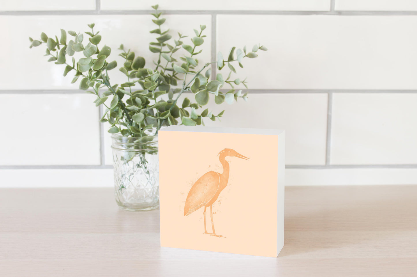 Louisiana Colorful Water Color Heron | Wood Block | Eaches | Min 4
