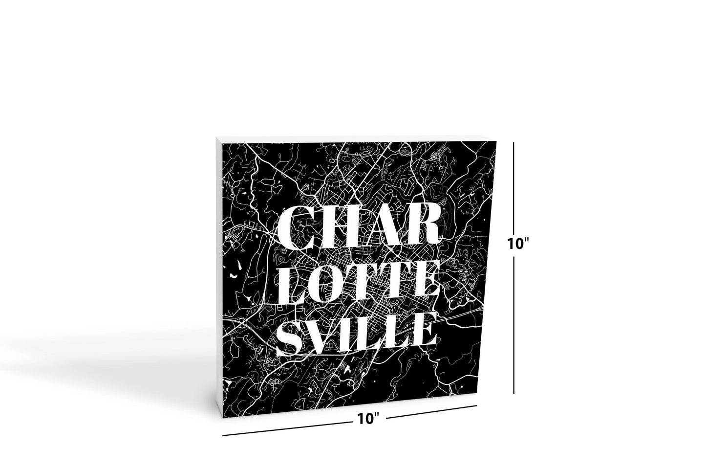 Minimalistic B&W Virginia Charlottesville Map | Wood Block | Eaches | Min 2