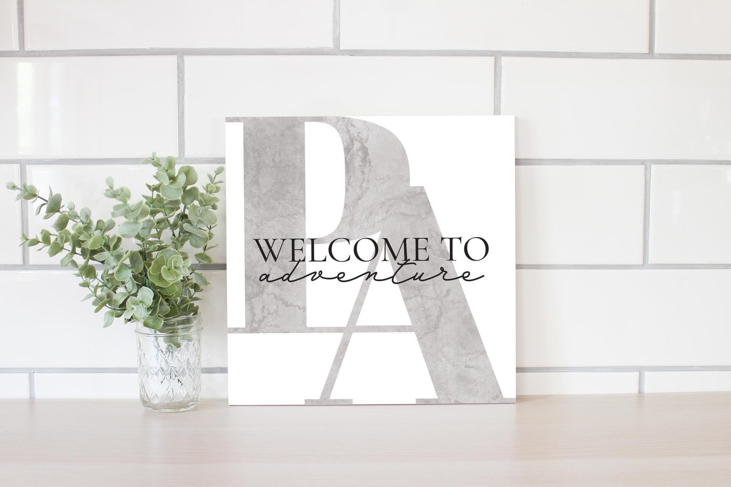 Minimalistic B&W Pennsylvania Adventure Quip | Wood Sign | Eaches | Min 2