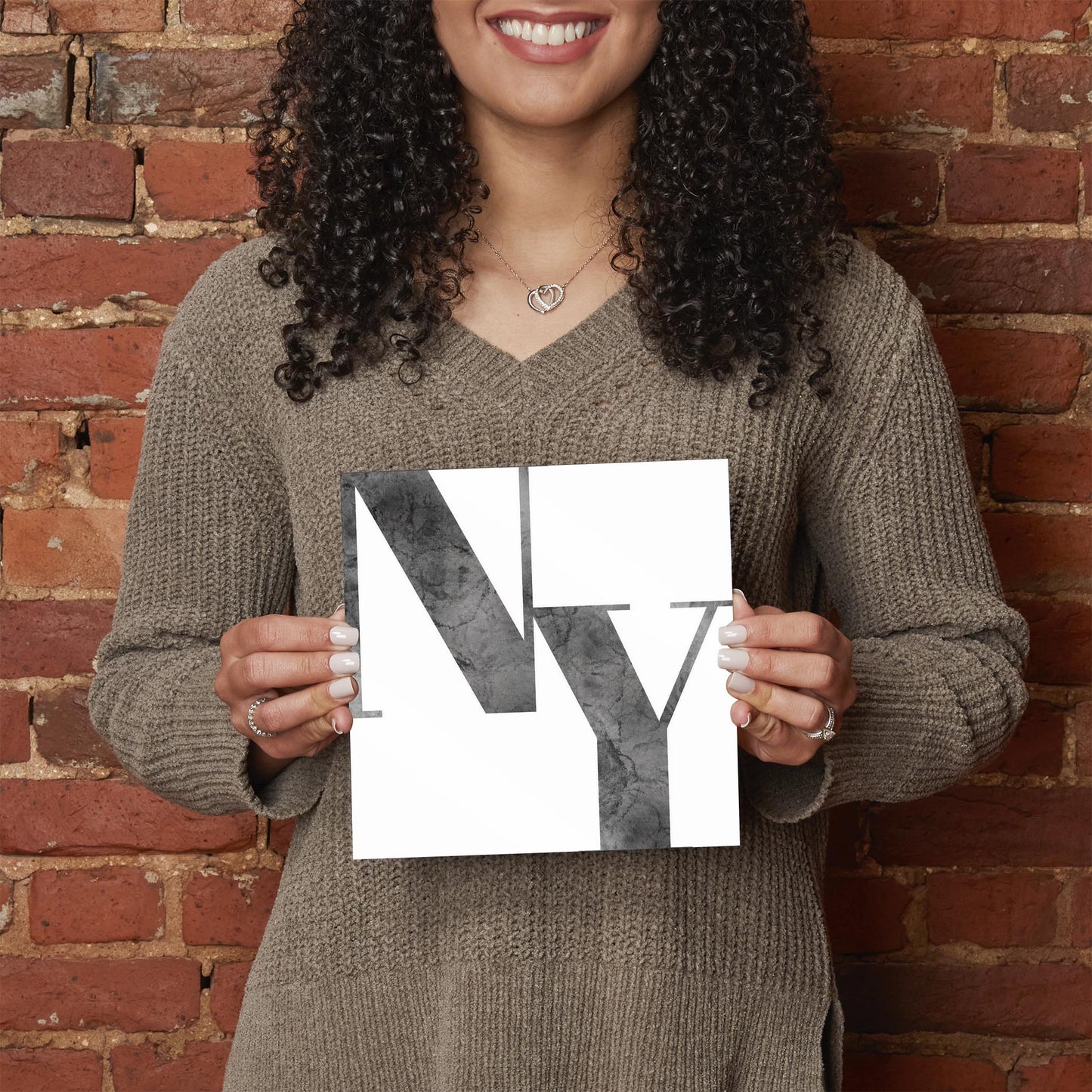 Minimalistic B&W New York White Initials | Hi-Def Glass Art | Eaches | Min 2
