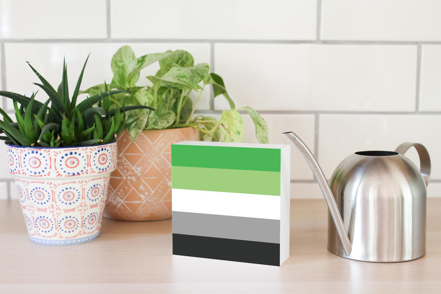 Aromantic Pride Flag Colors | Wood Block | Eaches | Min 4