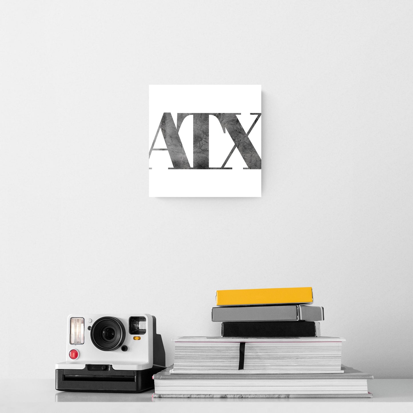 Minimalistic B&W Texas Austin White Initials | Hi-Def Glass Art | Eaches | Min 2
