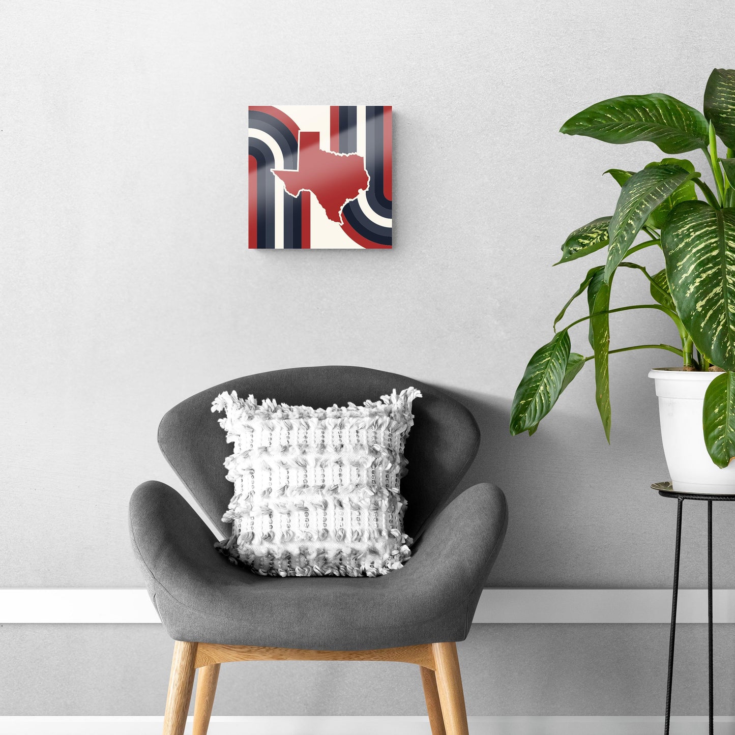 Modern Minimalist Texas Colors Retro Shape | Hi-Def Glass Art | Eaches | Min 1