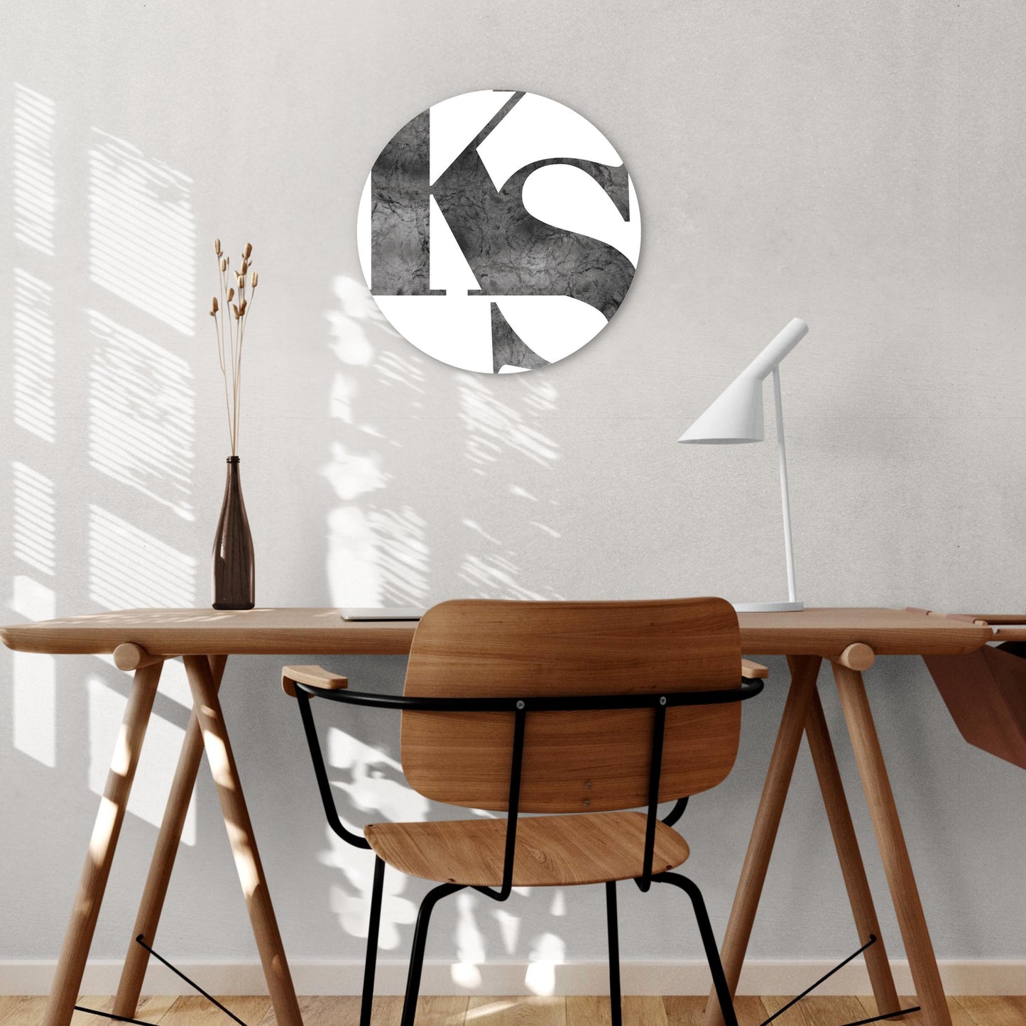 Minimalist B&W Kansas White Initials | Wood Sign | Eaches | Min 1