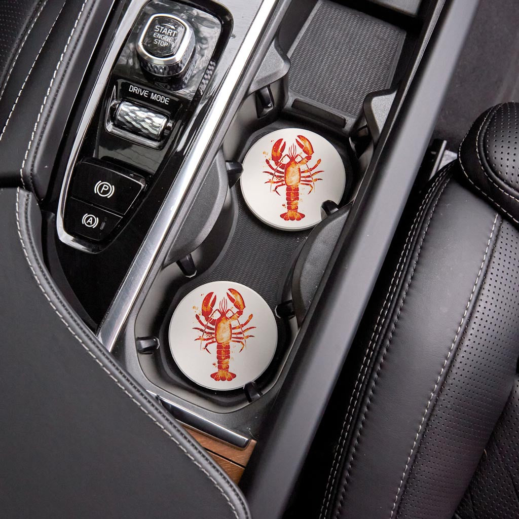 East Coast Water Color Lobster| Absorbent Car Coasters | Set of 2 | Min 4