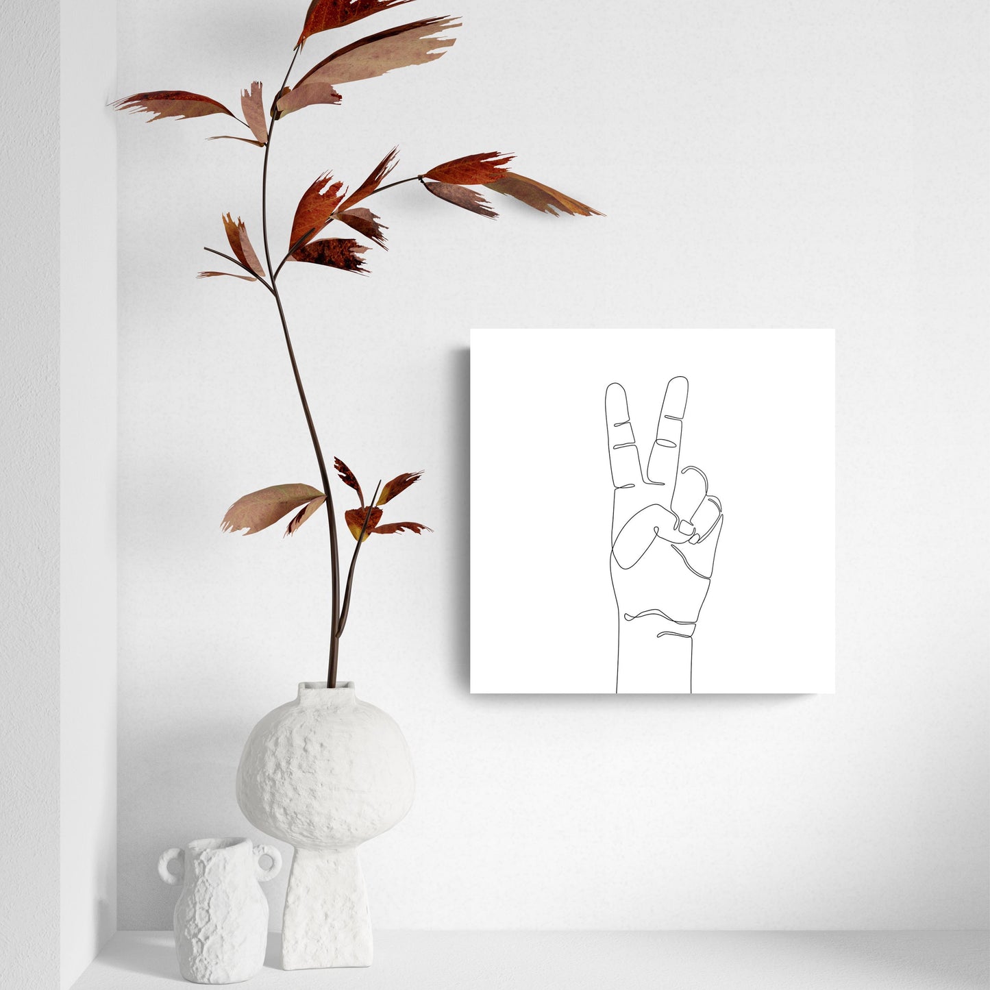 Peace Hand Sign Line Drawing | Hi-Def Glass Art | Eaches | Min 2