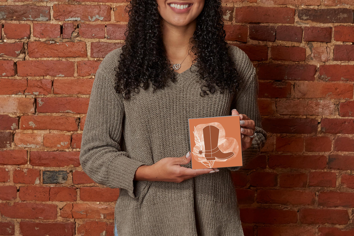 Modern Minimalist Texas Cowboy Boot | Wood Block | Eaches | Min 4