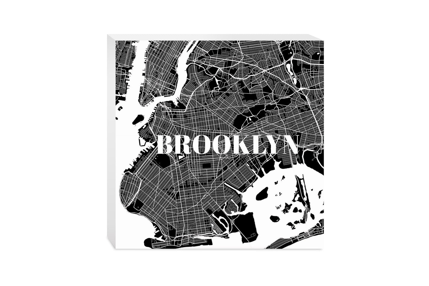 Minimalistic B&W New York Brooklyn Map | Wood Block | Eaches | Min 2