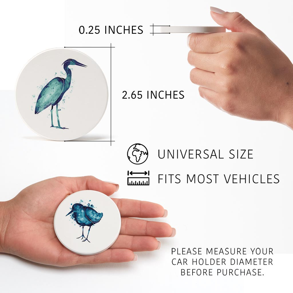 North Carolina Water Color Heron And Sand Piper| Absorbent Car Coasters | Set of 2 | Min 4